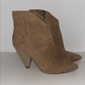 Women's Taupe Suede Pointed-Toe Ankle Boots